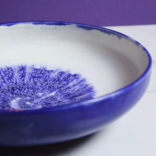Large Cobalt Blue Spot Serving Bowl