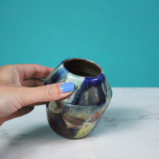 Raku Metallic Rainbow Vase