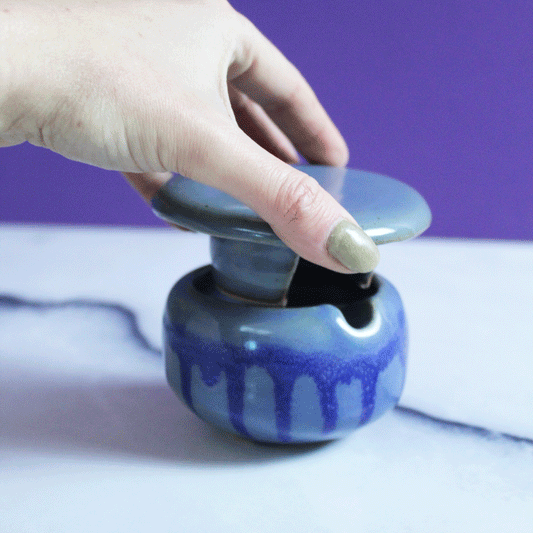 Lidded Dripping Blue Incense Holder