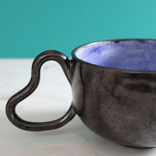 Jumbo Black and Cobalt Heart Mug