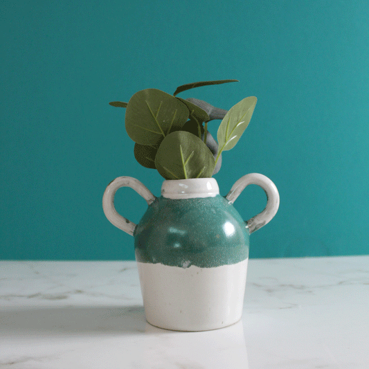 Medium Teal Vase with Handles