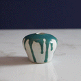 Load image into Gallery viewer, Small Heart Teal Dripping Bud Vase
