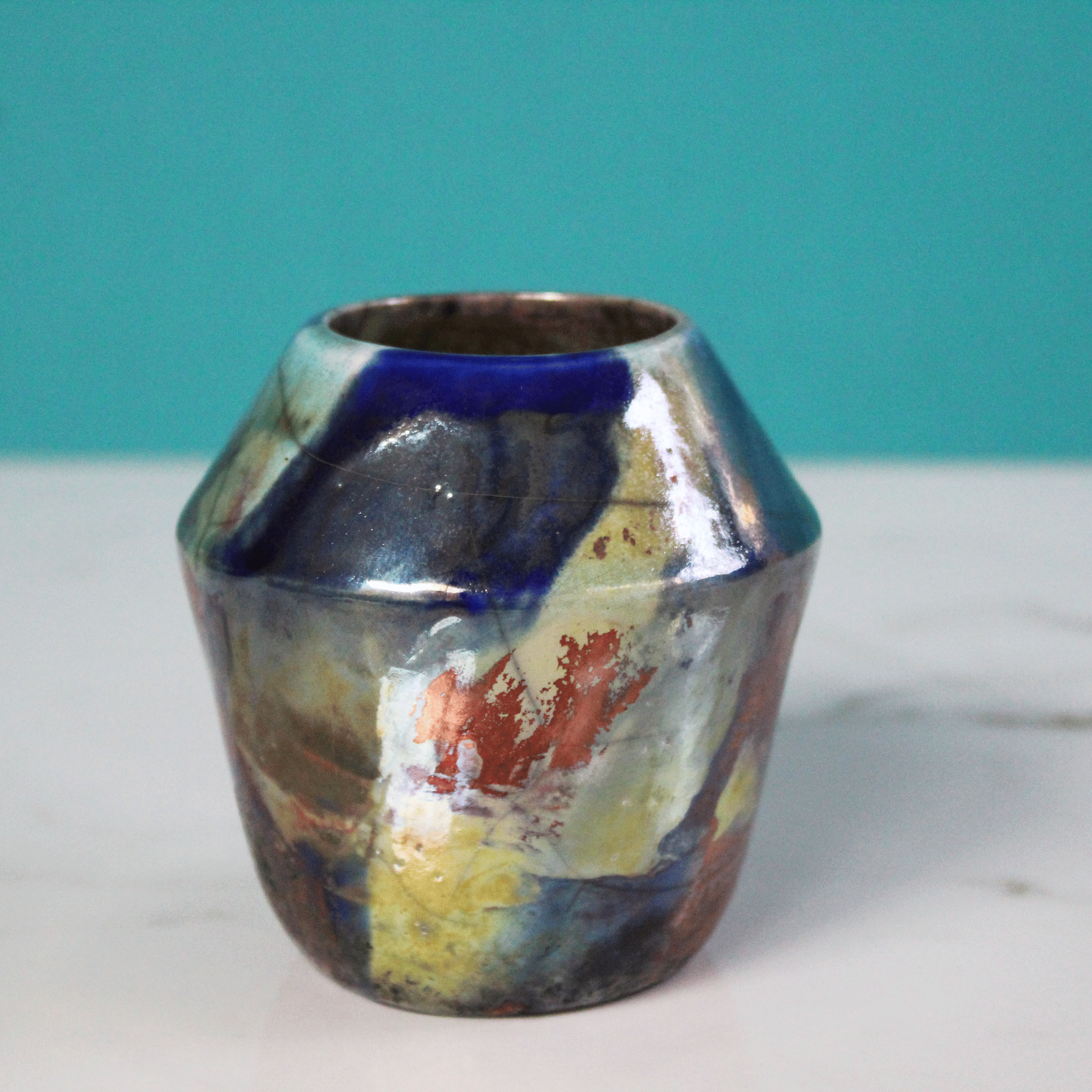 Raku Metallic Rainbow Vase