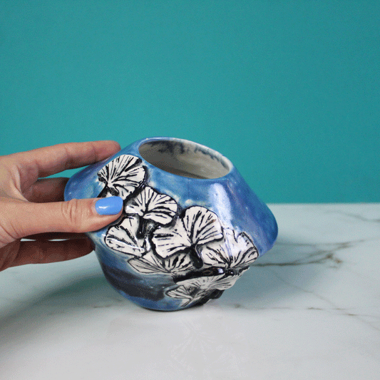 Ginkgo Raku Vase