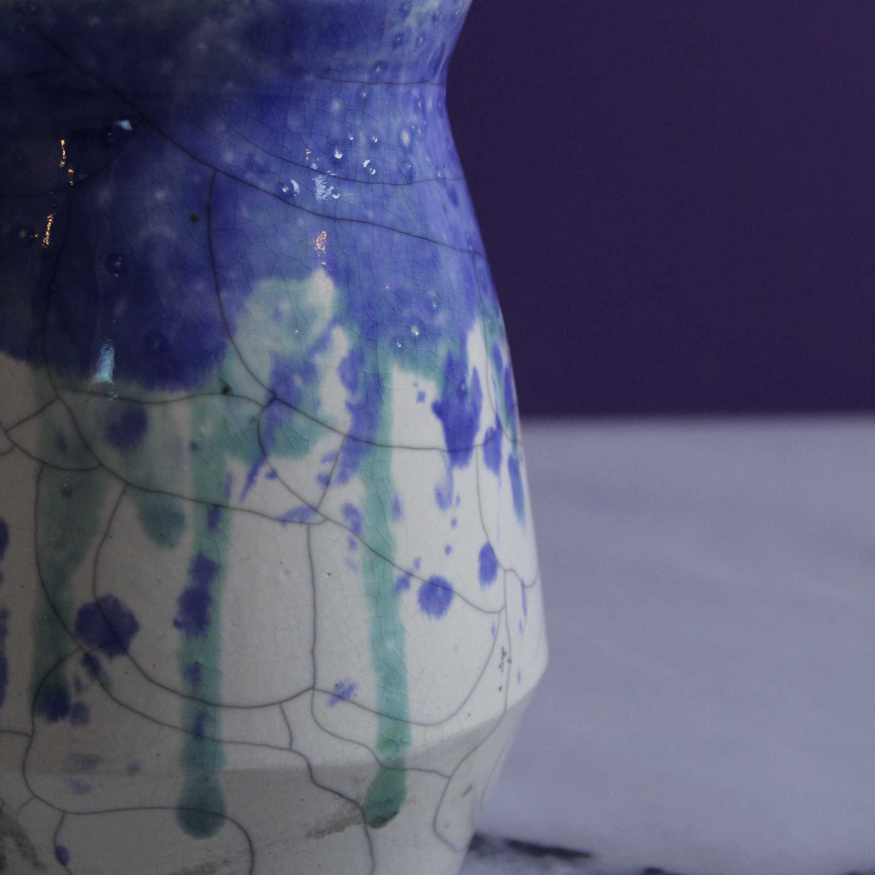 Large Seascape Raku Vase
