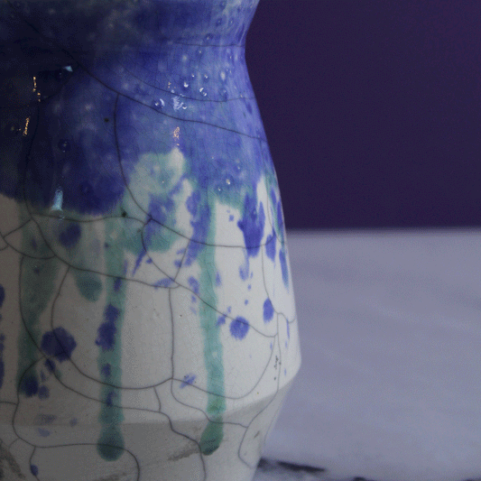 Large Seascape Raku Vase