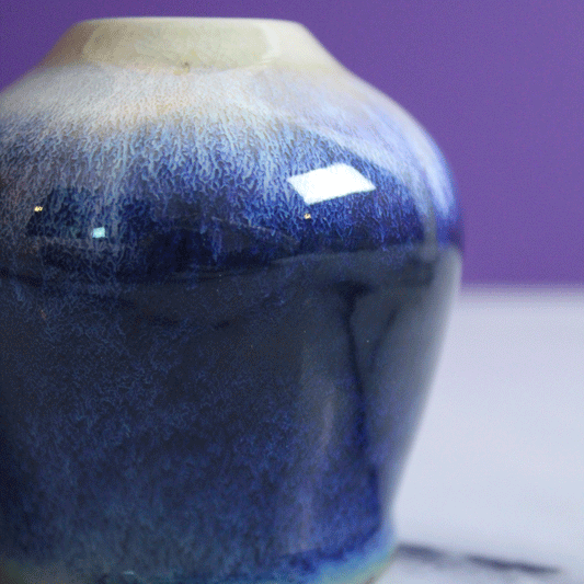 Deep Arctic Blue Salt Fired Vase