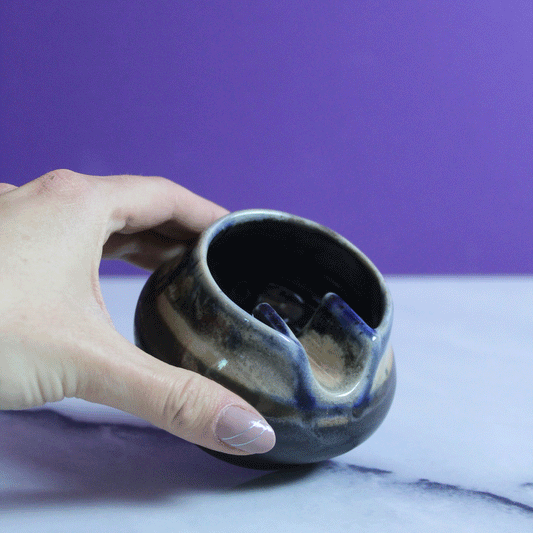 Salt Fired Black and Blue Incense Holder
