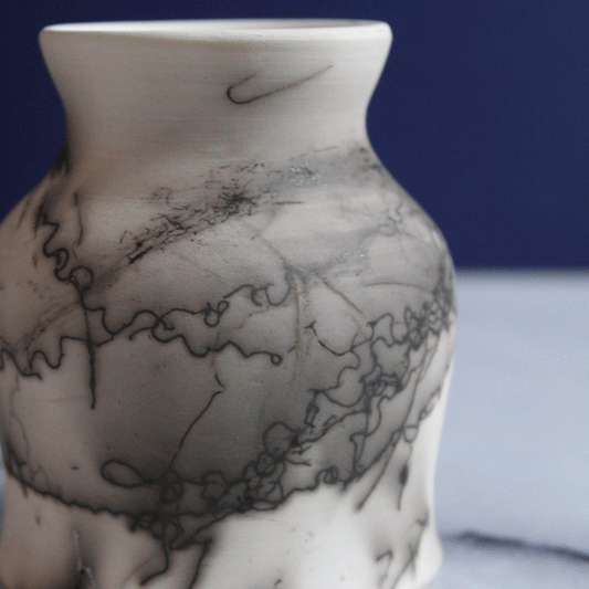Curved Horsehair Raku Vase
