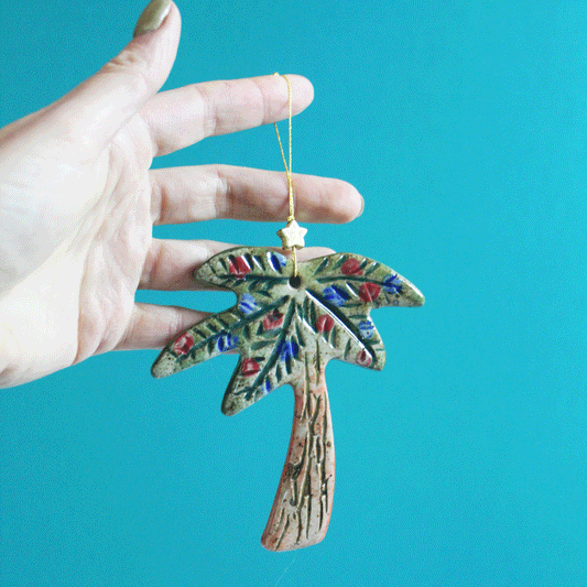 Speckled Palm Tree Holiday Ornament